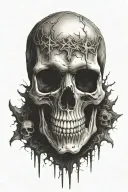 skull with upside-down cross tattoo design idea