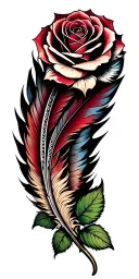 feathers horseshoe roses tattoo design idea