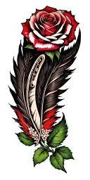 feathers horseshoe roses tattoo design idea