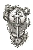 anchor and compass tattoo design idea