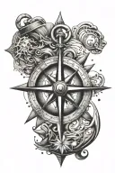 anchor and compass tattoo design idea