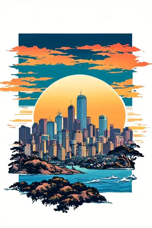 Los Angeles skyline tattoo design idea