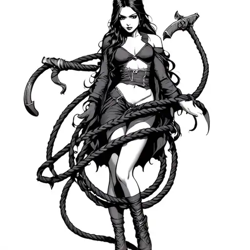 good girl with a whip wrapped around  tattoo design idea