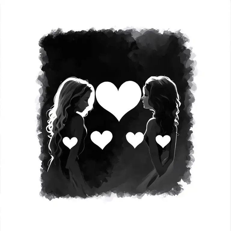 Help me Please generate a picture of 3 sisters wrist with a tattoo idea of 3 hearts shaded based on their birth on top e tattoo design idea