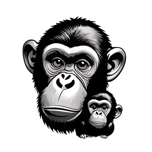 big monkey and little monkey tattoo design idea