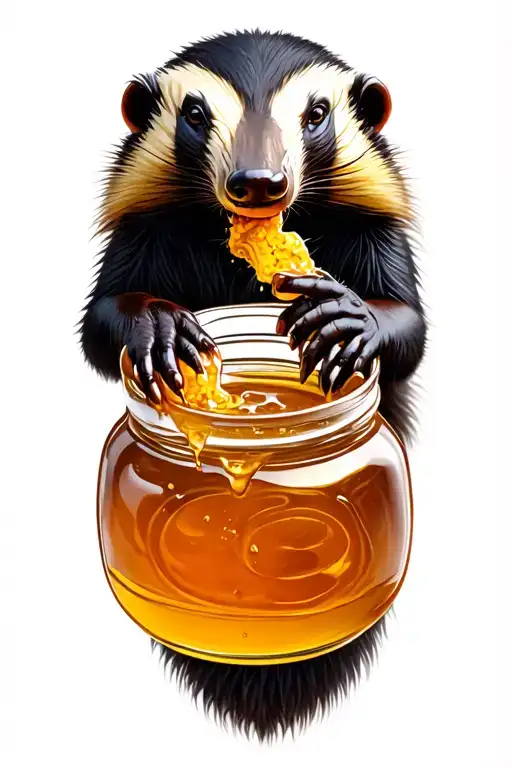 honey badger eating honey jar tattoo design idea