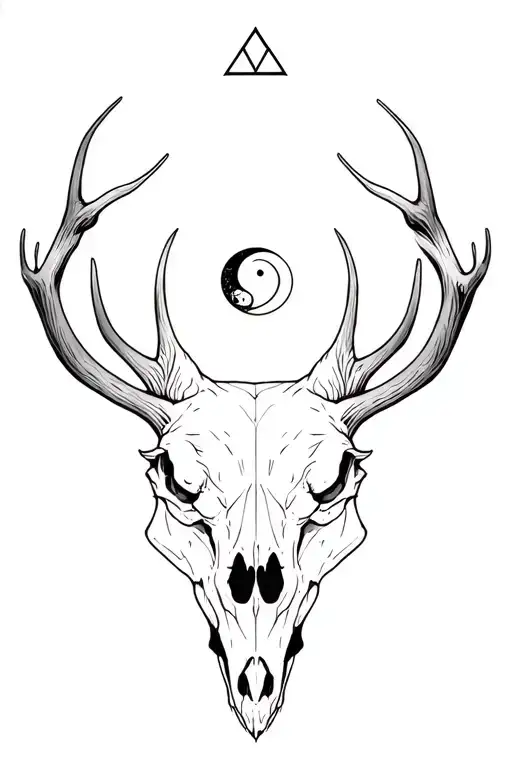 wolf , stag, bison skull, illuminati, yin and yang, peas sign tattoo design idea