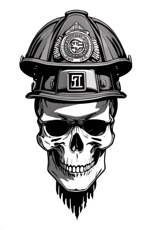 hamilton ont Firefighter skull with helmet tattoo design idea