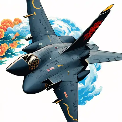 f14 jet flying tattoo design idea