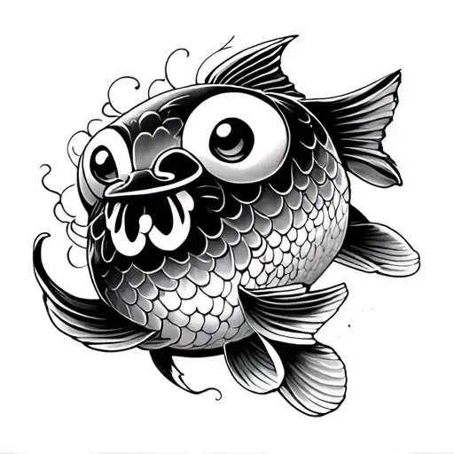 pez koi and daruma tattoo design idea