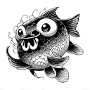 pez koi and daruma tattoo design idea