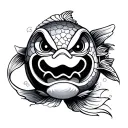 pez koi and daruma tattoo design idea