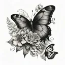 birth month flowers March, August, January and September with butterfly  tattoo design idea