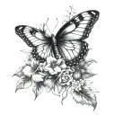 birth month flowers March, August, January and September with butterfly  tattoo design idea