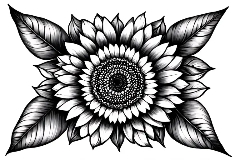 sunflower, mandalas, geometric filler tattoo design idea