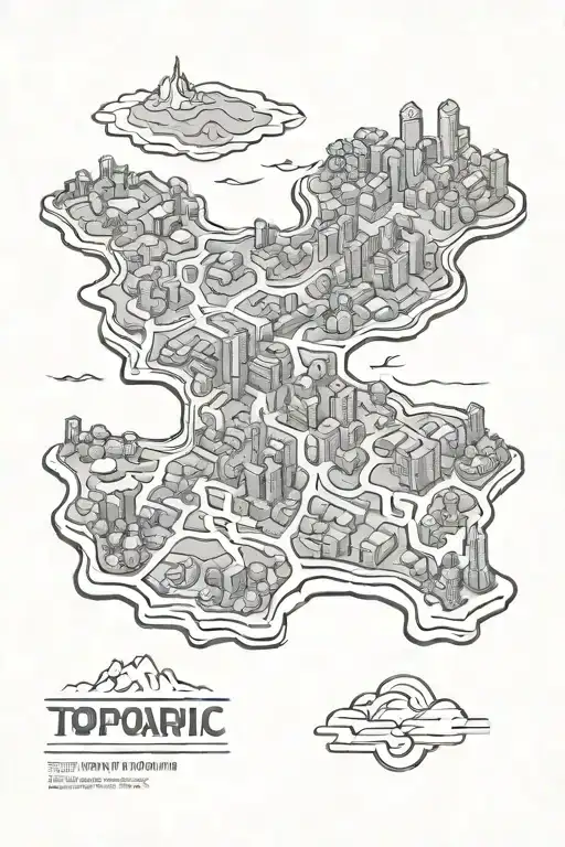 topographic city map outline tattoo design idea