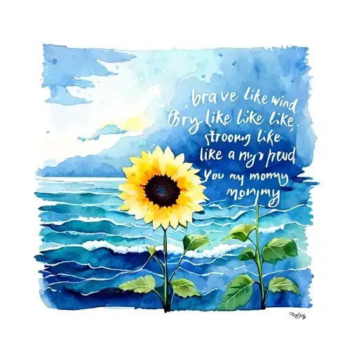 brave like the wind, strong like the sea, proud like a sunflower, you are my mommy  tattoo design idea