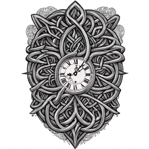 Celtic trinity knot clock face tattoo design idea