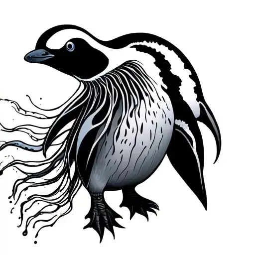 Helix penguin jellyfish resiliency  tattoo design idea