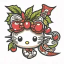 hello kitty cherry bow tattoo design idea