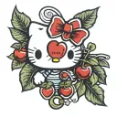 hello kitty cherry bow tattoo design idea