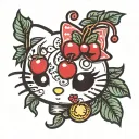 hello kitty cherry bow tattoo design idea