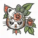 hello kitty cherry bow tattoo design idea