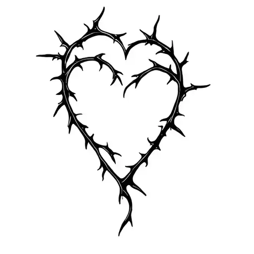 vines with thorns in the shape of a heart tattoo design idea
