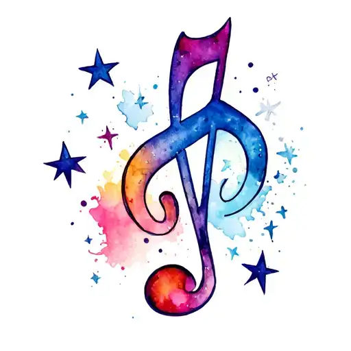 stars and music note tattoo design idea