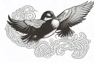 duck flying tattoo design idea