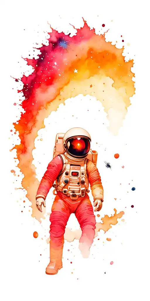 space galaxy background with astronaut getting pulled into black hole tattoo design idea