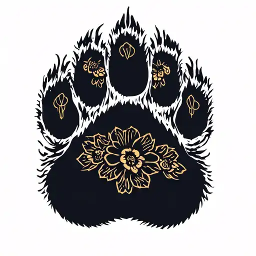 bear paw print tattoo design idea