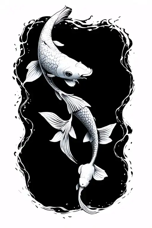 "Either I find a way or I do" koi fish swimming tattoo design idea
