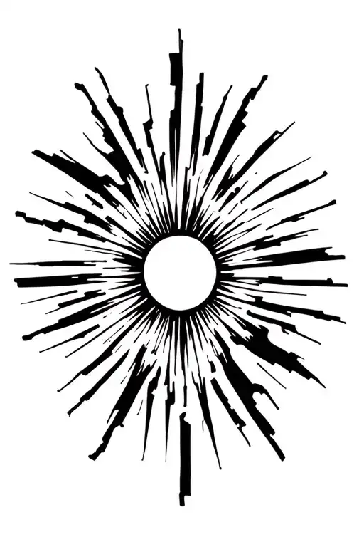 a burning sun shattering into pieces tattoo design idea