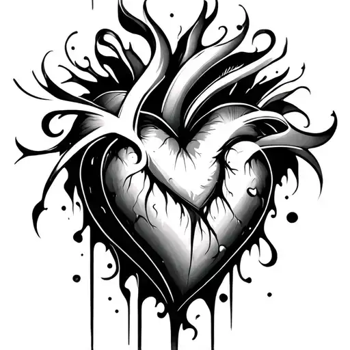 abstract heart tattoo with r and k hidden in design  tattoo design idea