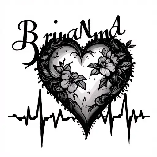 "Brianna" heart beat line tattoo design idea