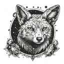 arctic fox space surrounded tattoo design idea