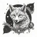 arctic fox space surrounded tattoo design idea