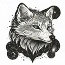 arctic fox space surrounded tattoo design idea
