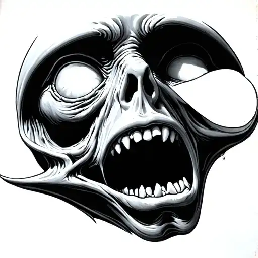 the scream painting with an alien face tattoo design idea