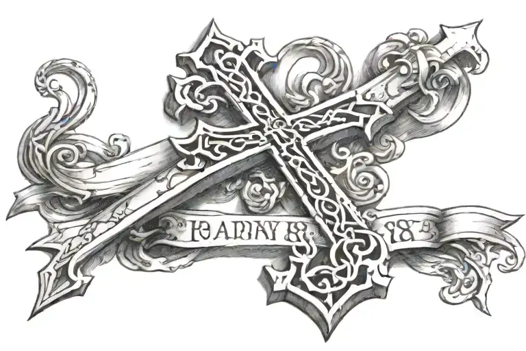 Romans 8:18 on top of a nail cross tattoo design idea