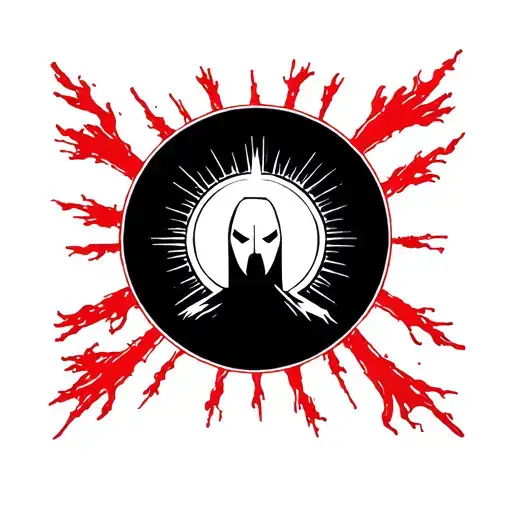 Design a minimal American traditional tattoo inspired by Moon Knight from Marvel Comics. Focus on a simple, symbolic rep tattoo design idea