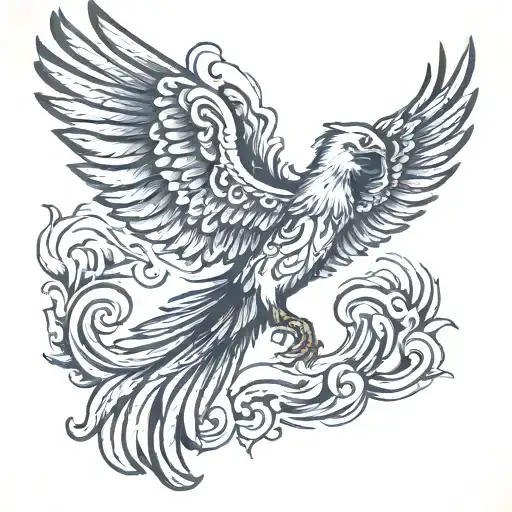 phoenix with outstretched wings tattoo design idea