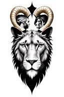 2 sons, Aries and Sagittarius, integrated to a Leo Father symbol tattoo design idea