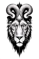 2 sons, Aries and Sagittarius, integrated to a Leo Father symbol tattoo design idea