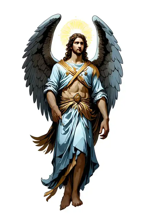 archangel Michael in Dream Caused by the Flight tattoo design idea