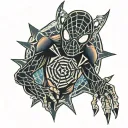 web shooter with letter A tattoo design idea