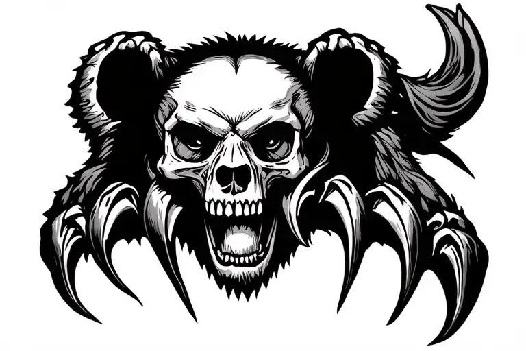 Bear Claw with a skull inside tattoo design idea
