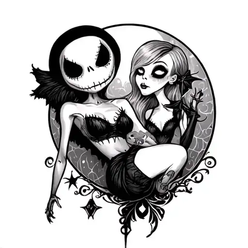 nightmare before christmas pinup girl tattoo design idea