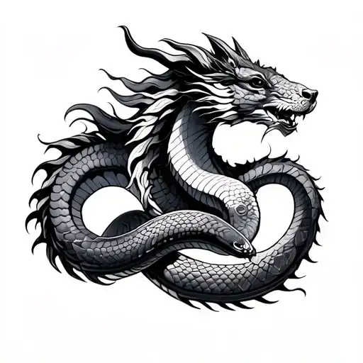 dragon horse snake ox dog rabbit tattoo design idea
